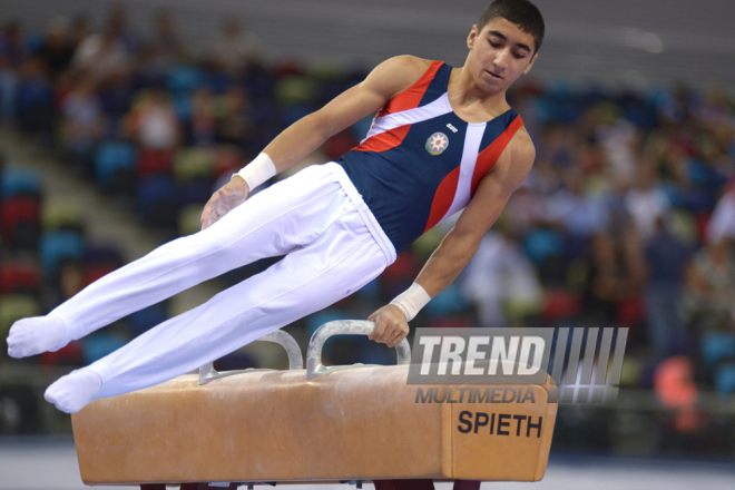 Kişi idman gimnastikası üzrə 22-ci Bakı Çempionatı və Birinciliyi. Bakı, Azərbaycan, 02 oktyabr 2015